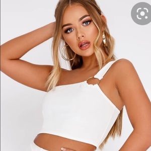 Moda International One Shoulder Tube Top w/ Silver Ring Like New Bra Liner Med